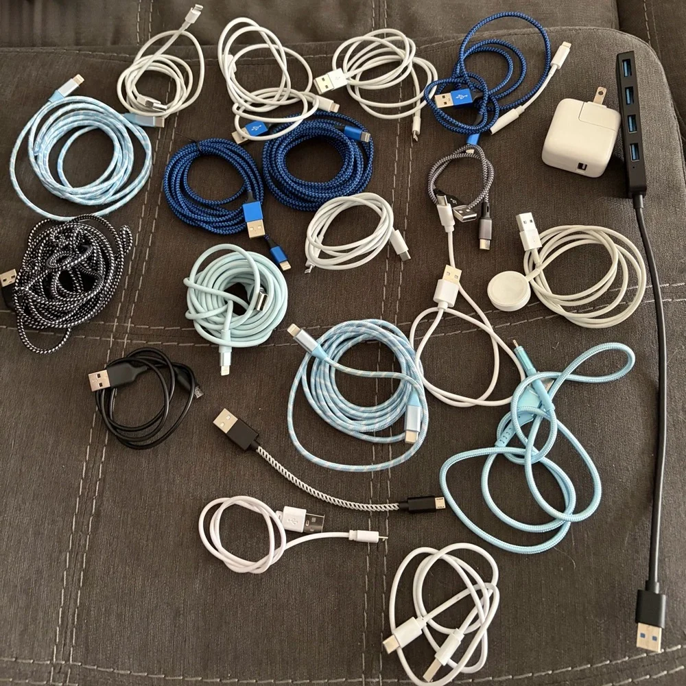 Assorted USB Charging Cables and Adapter Set